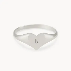 lovely heart signet ring - sterling silver
