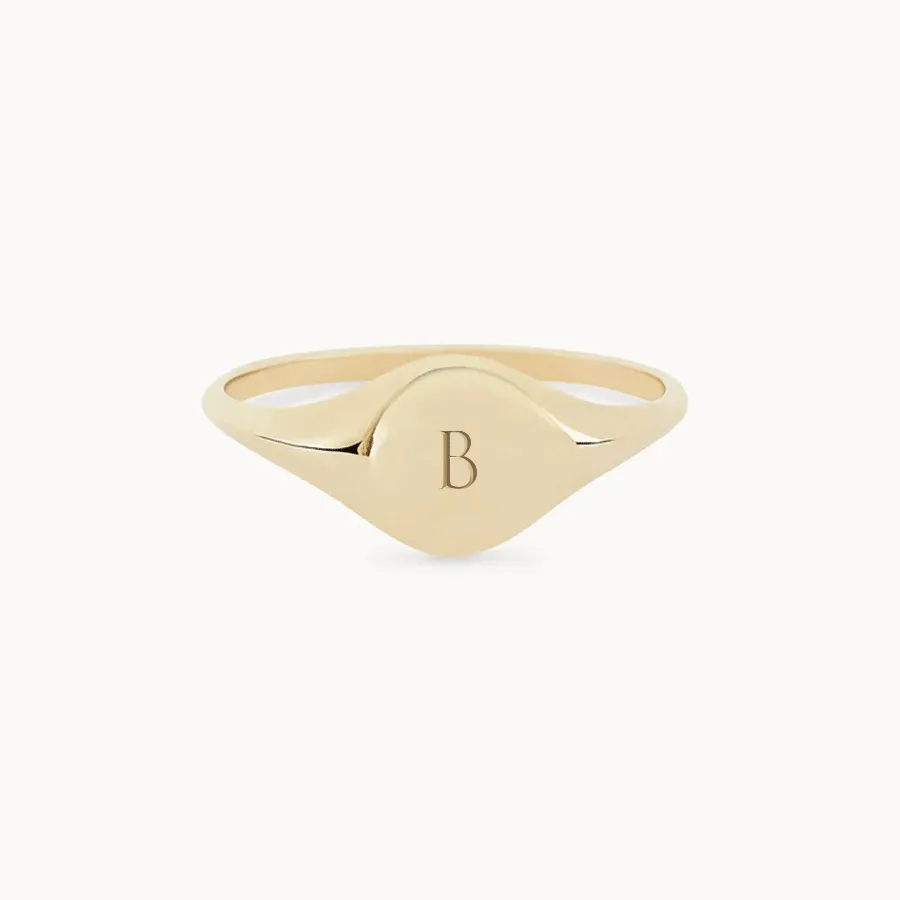 Loyalty signet ring - 10k yellow gold, engravable