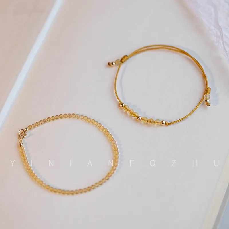 Lucky Gold Bead Natural Stone Bracelet with 14k Gold Plating