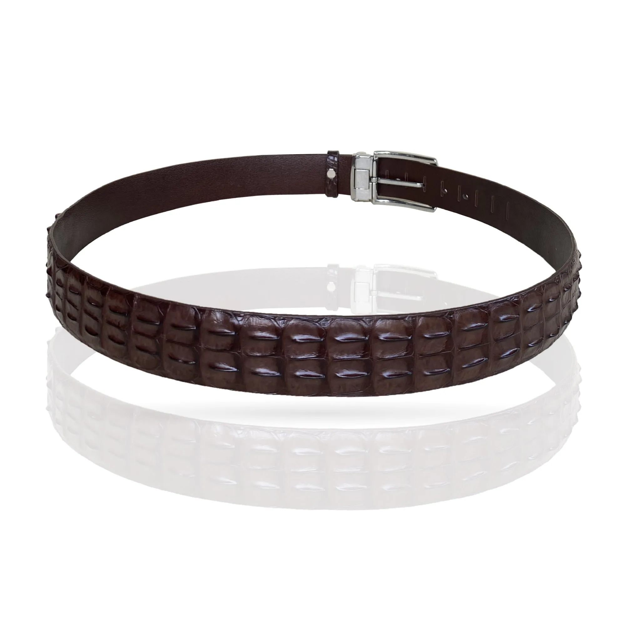Luxury Dark Brown Alligator HornBack Leather Belt For Men - Pin Buckle | BEHO33-PIN