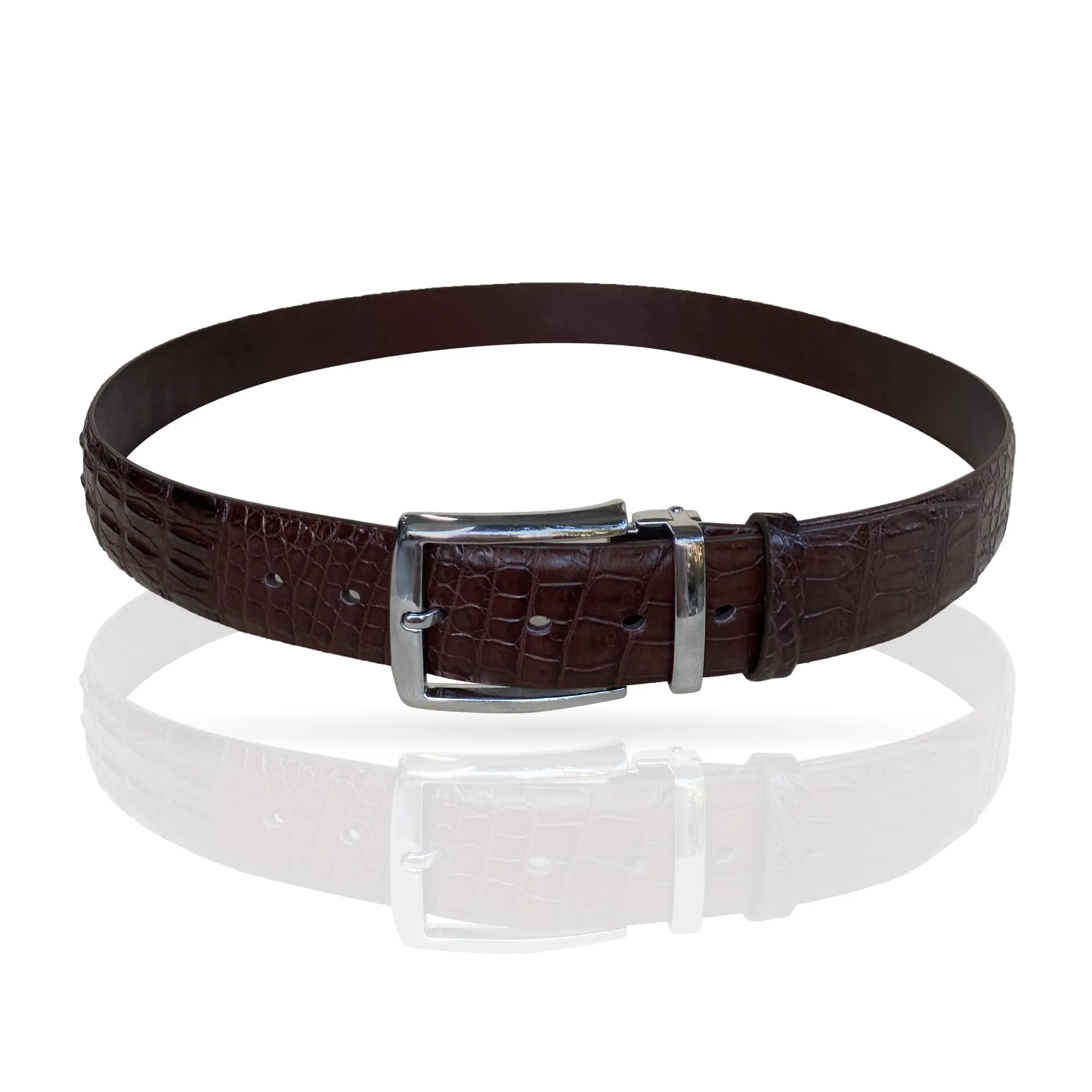 Luxury Dark Brown Alligator HornBack Leather Belt For Men - Pin Buckle | BEHO33-PIN