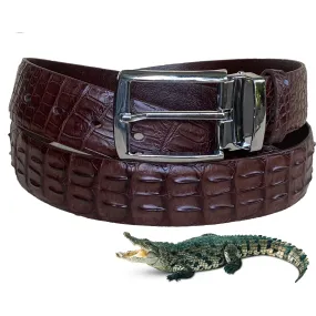 Luxury Dark Brown Alligator HornBack Leather Belt For Men - Pin Buckle | BEHO33-PIN