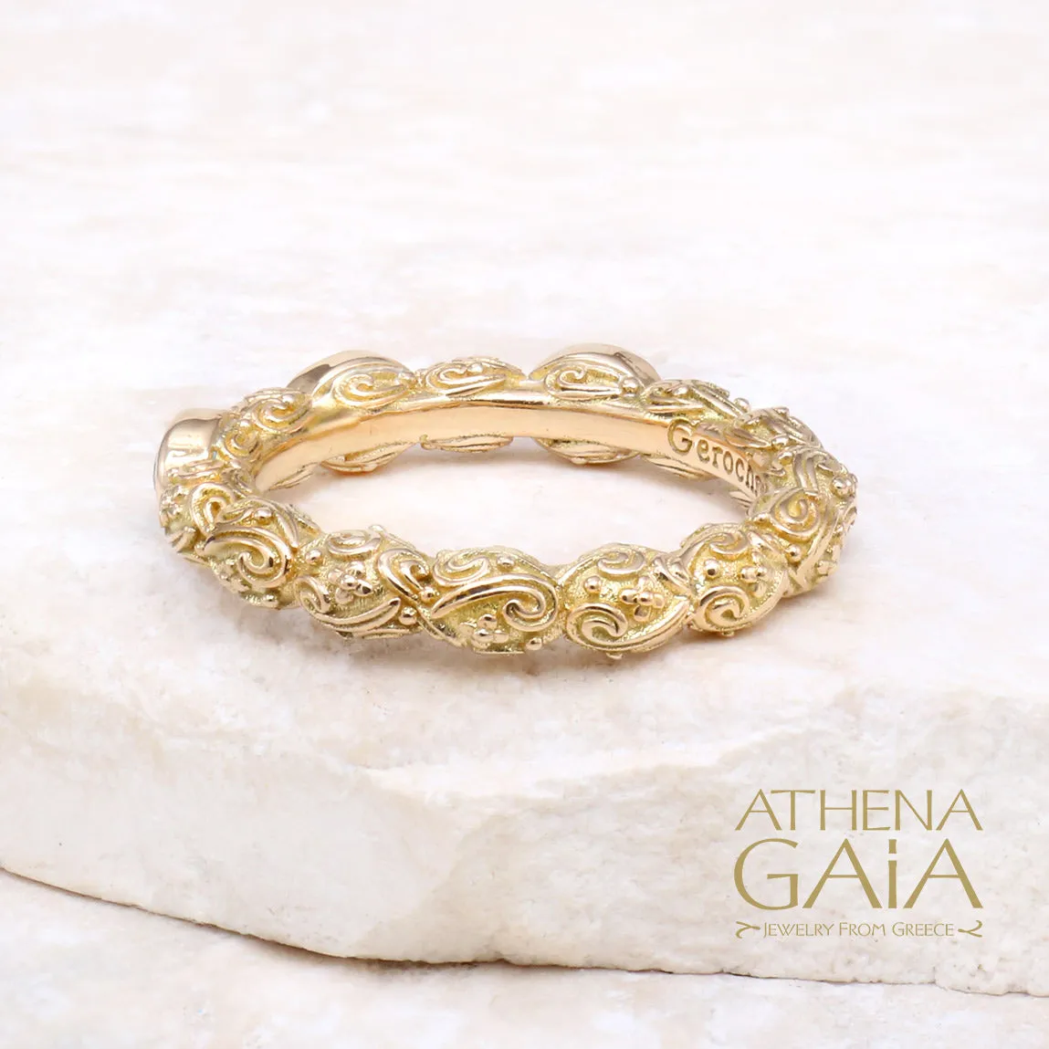 Meadow Breeze 18k Gold Triple Oval Stone Stackable Ring