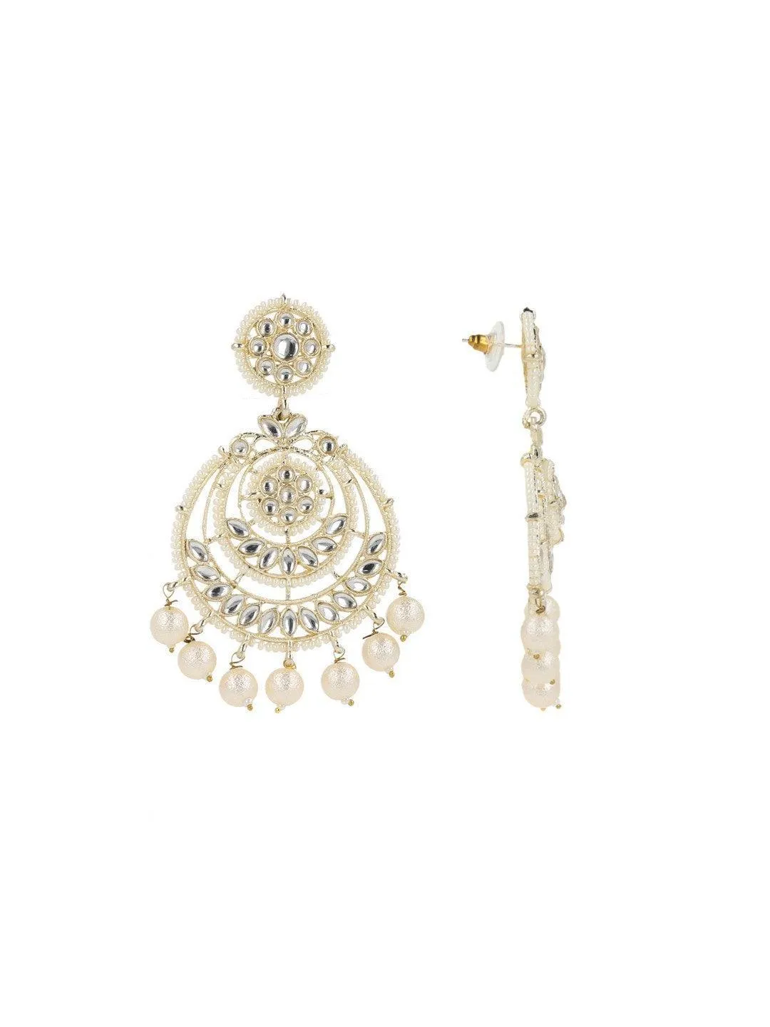 Megha Mathew In Kundan Chandbali Earrings With Pearls