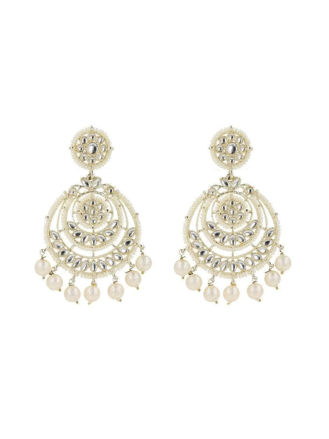 Megha Mathew In Kundan Chandbali Earrings With Pearls