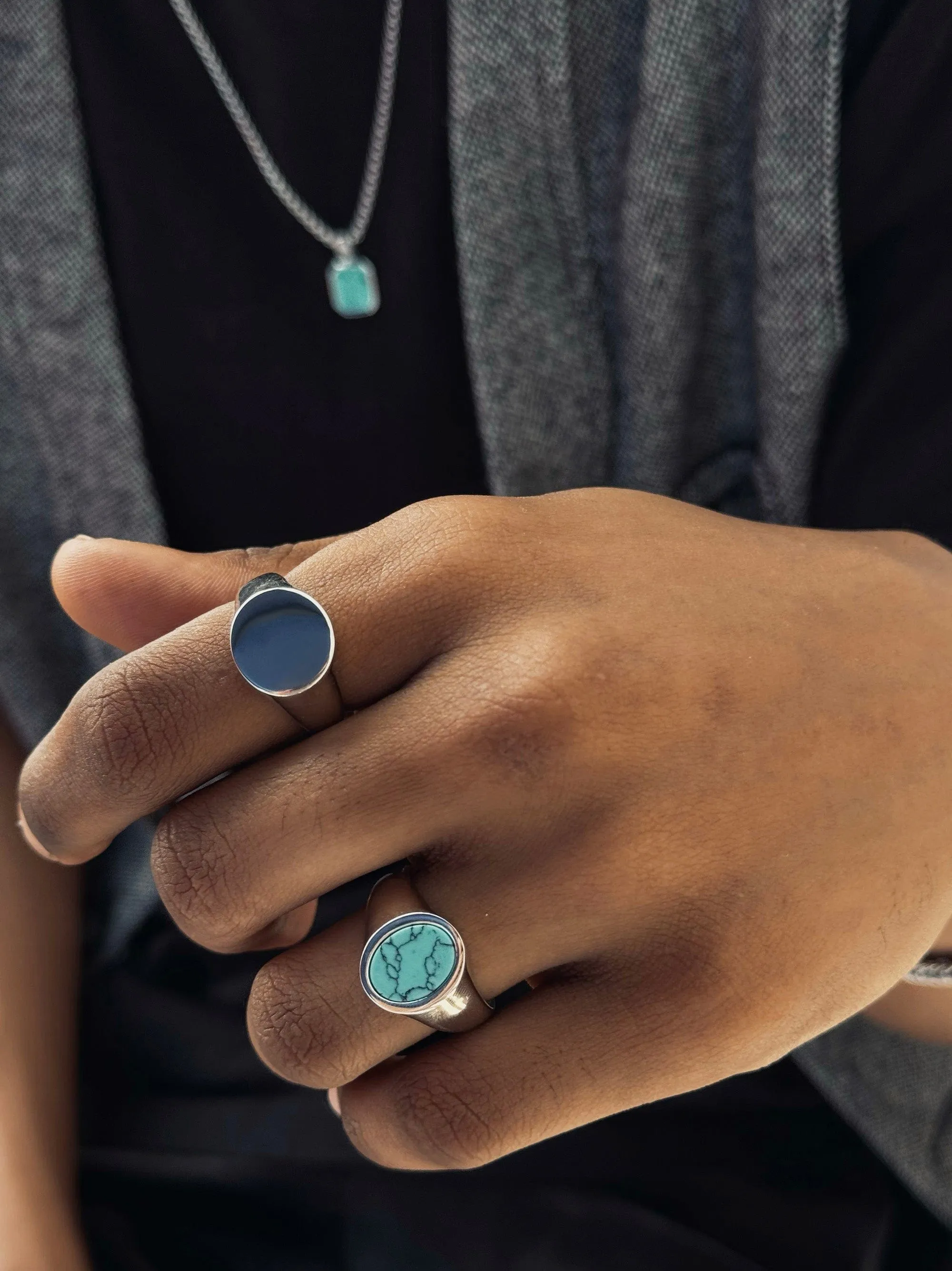 Men's Circular Sterling Silver Signet Ring