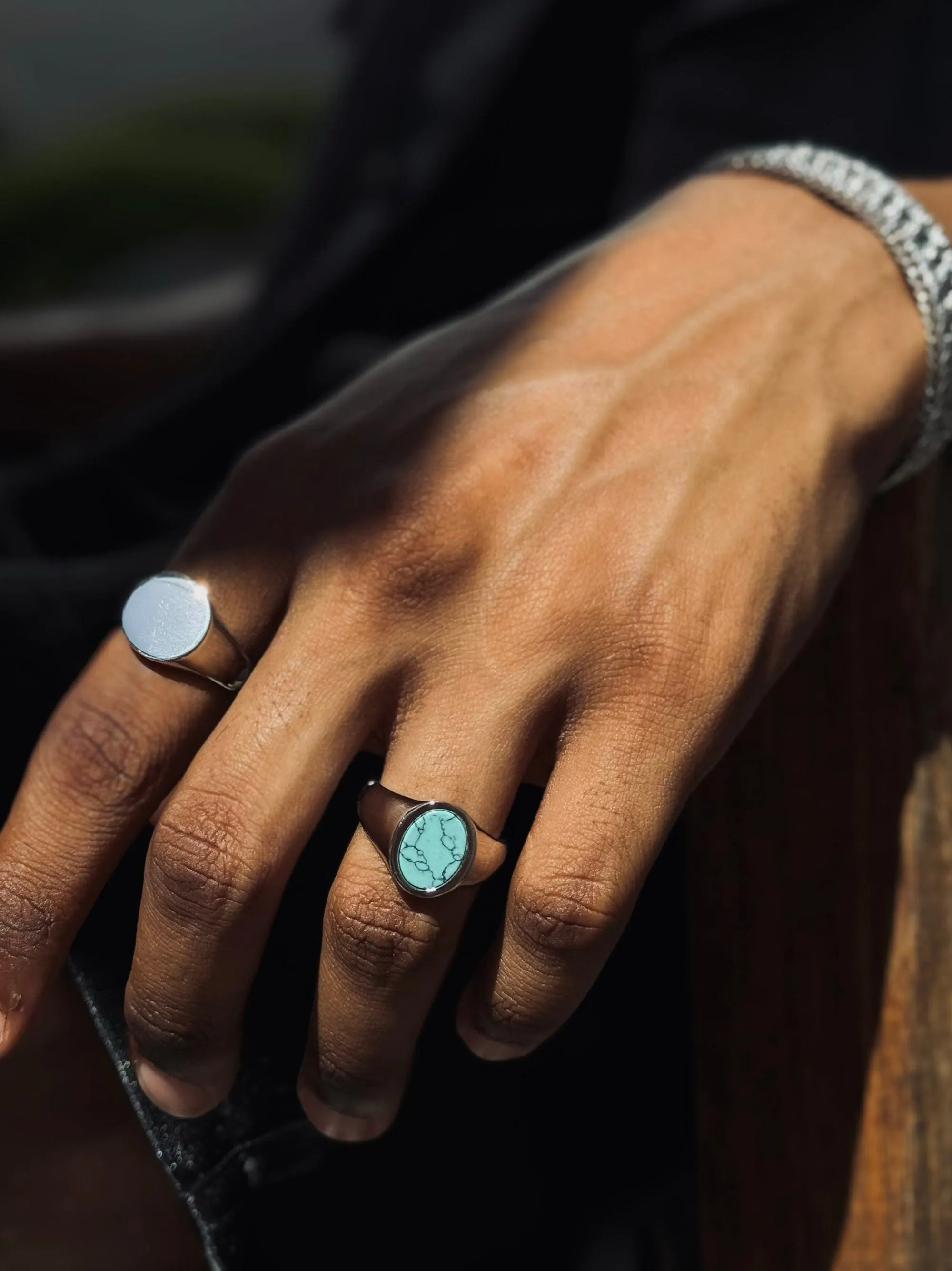 Men's Circular Sterling Silver Signet Ring