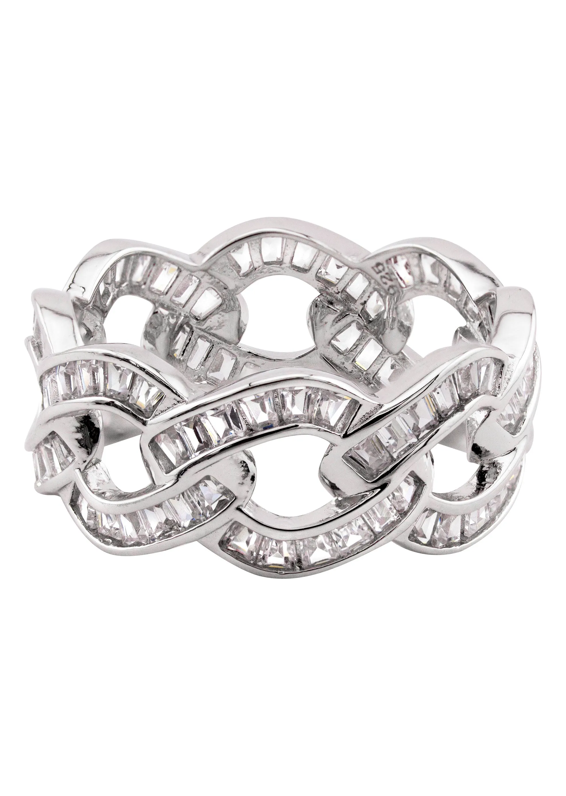 Mens Silver CZ Cuban Ring | Appx 5.5 Grams