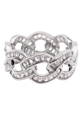 Mens Silver CZ Cuban Ring | Appx 5.5 Grams