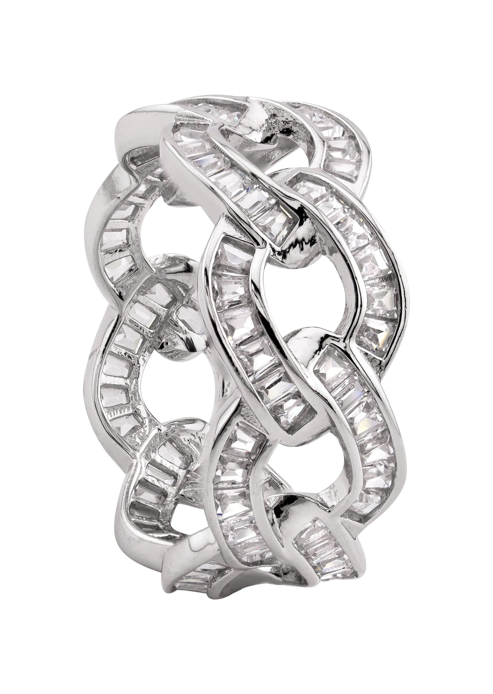 Mens Silver CZ Cuban Ring | Appx 5.5 Grams