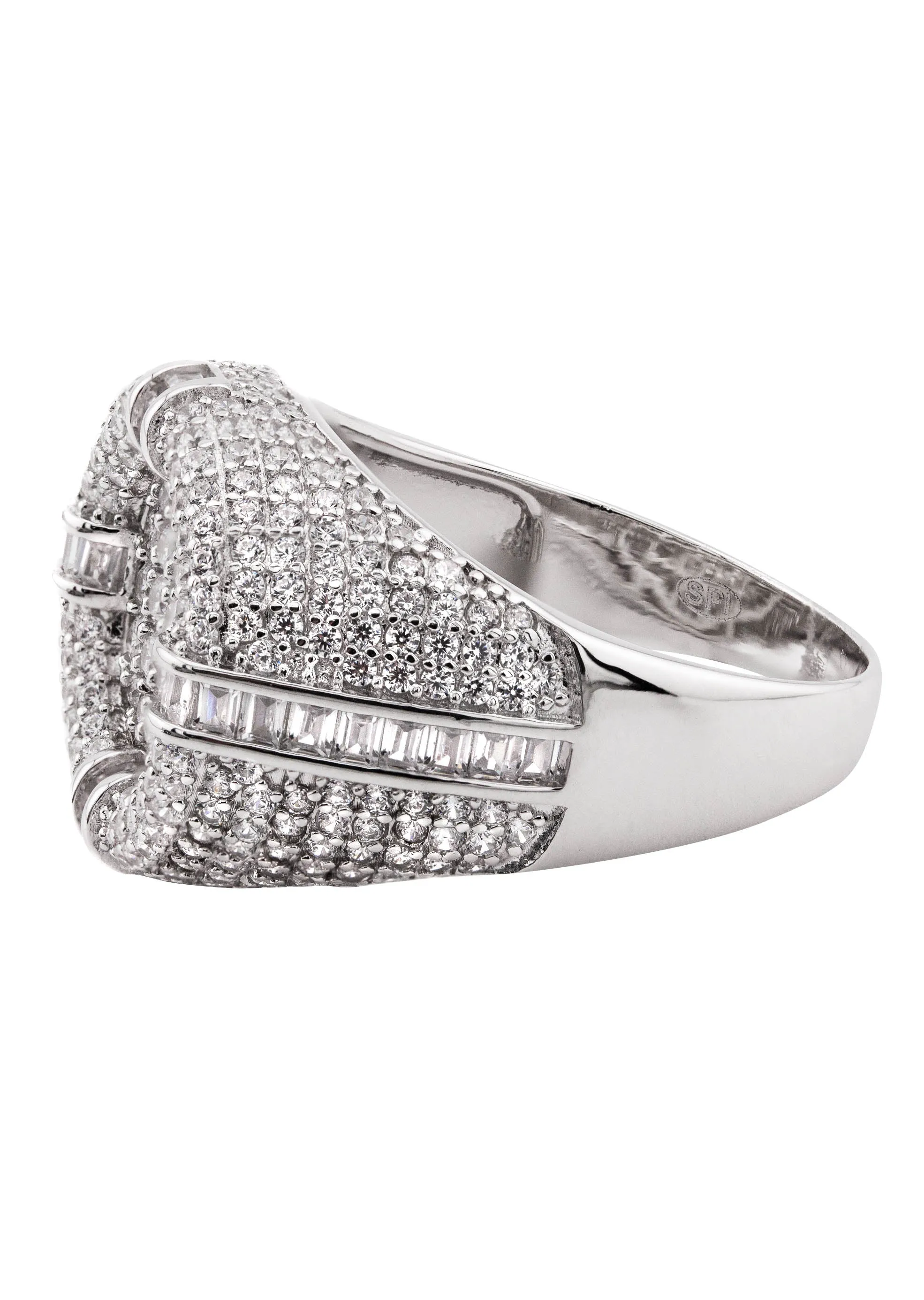 Mens Silver CZ Signet Ring | Appx 8.3 Grams