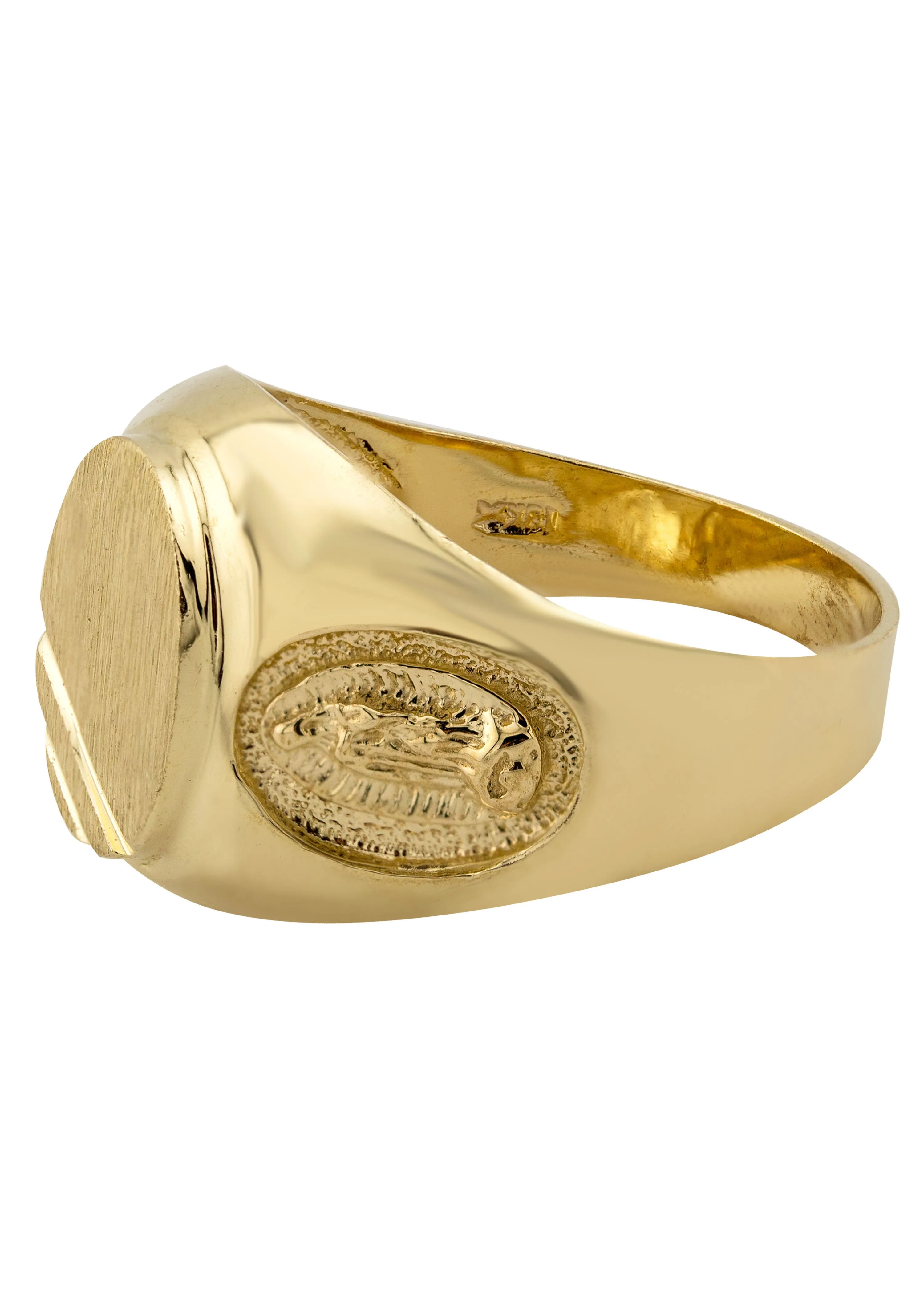 Mens Virgin Mary Signet Ring - 10K Gold | 6 Grams