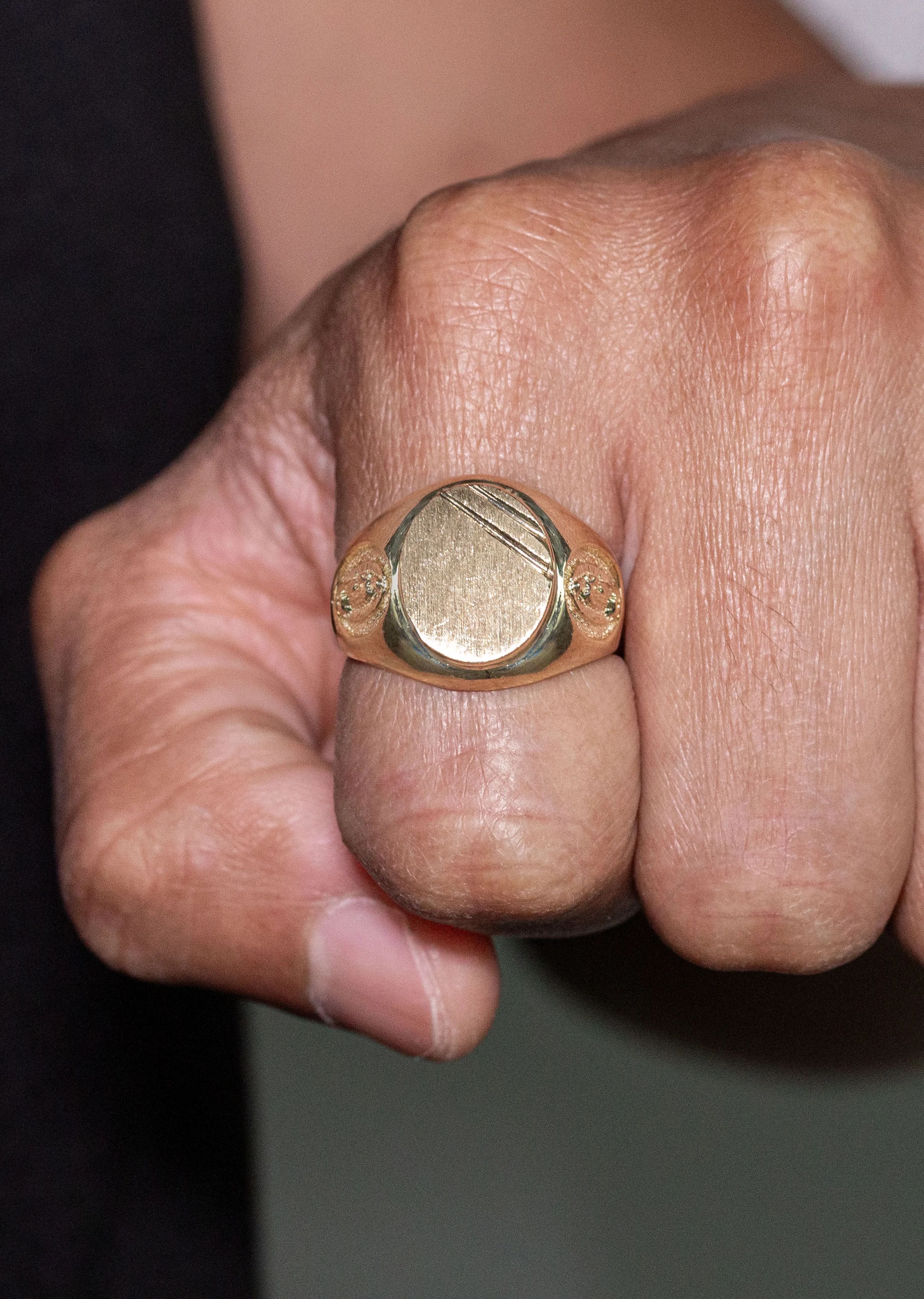 Mens Virgin Mary Signet Ring - 10K Gold | 6 Grams