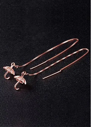 Micro Pave AAA Zircon Umbrella 925 Sterling Silver Ear Threads