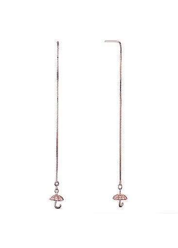 Micro Pave AAA Zircon Umbrella 925 Sterling Silver Ear Threads