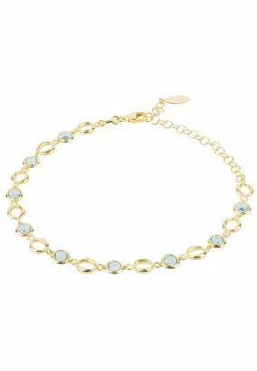 Milan Link Gemstone Bracelet Gold Blue Topaz