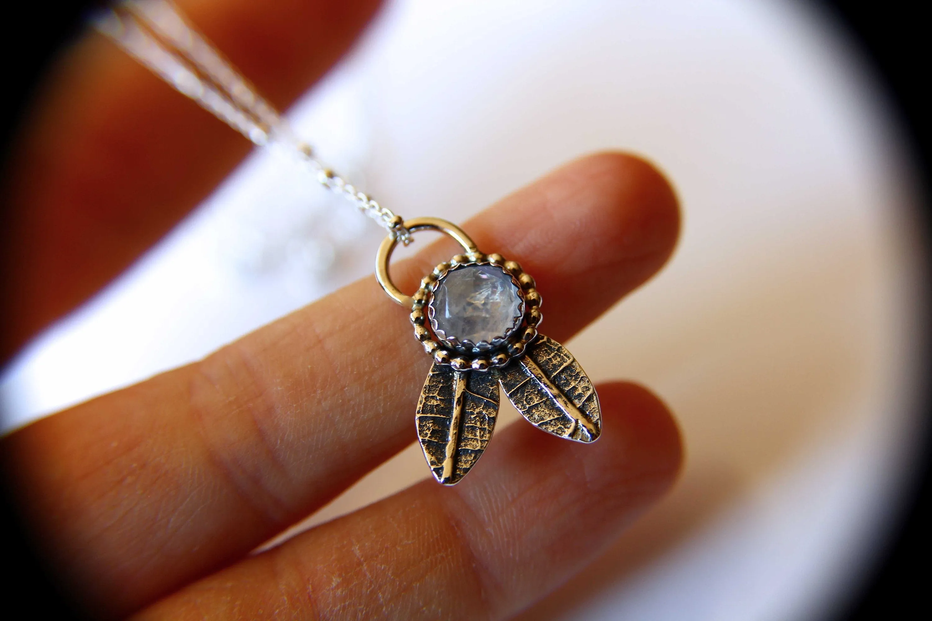 Moonstone Leaf Necklace, Leaf Necklace, Moonstone Necklace, Boho Leaf Necklace, Moonstone Jewelry, Nature Inspired Jewelry, Leaf Jewelry
