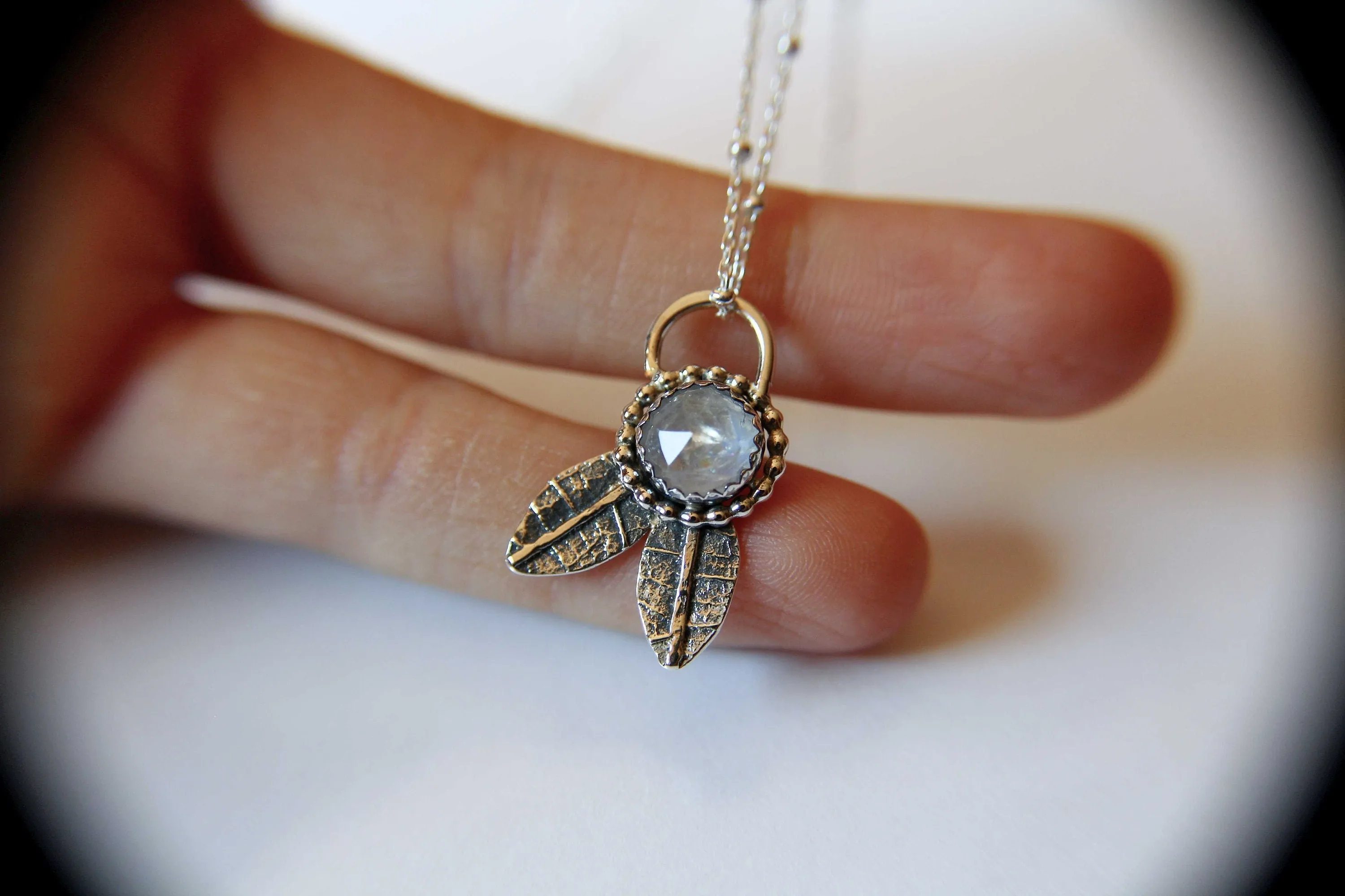 Moonstone Leaf Necklace, Leaf Necklace, Moonstone Necklace, Boho Leaf Necklace, Moonstone Jewelry, Nature Inspired Jewelry, Leaf Jewelry