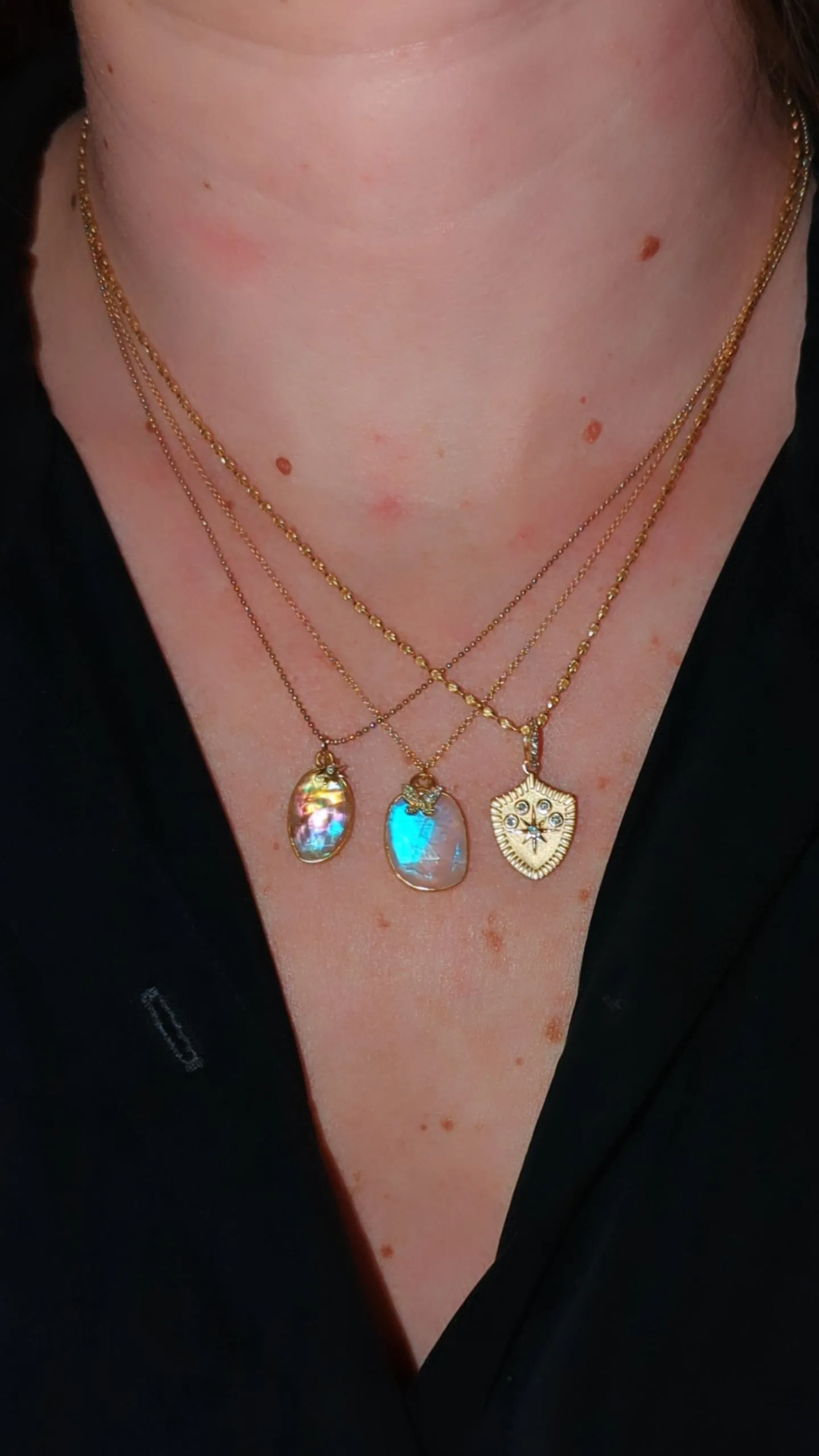 Moonstone Necklace with Star Diamond Charm