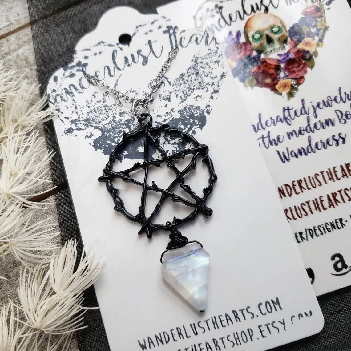 Moonstone pentacle necklace