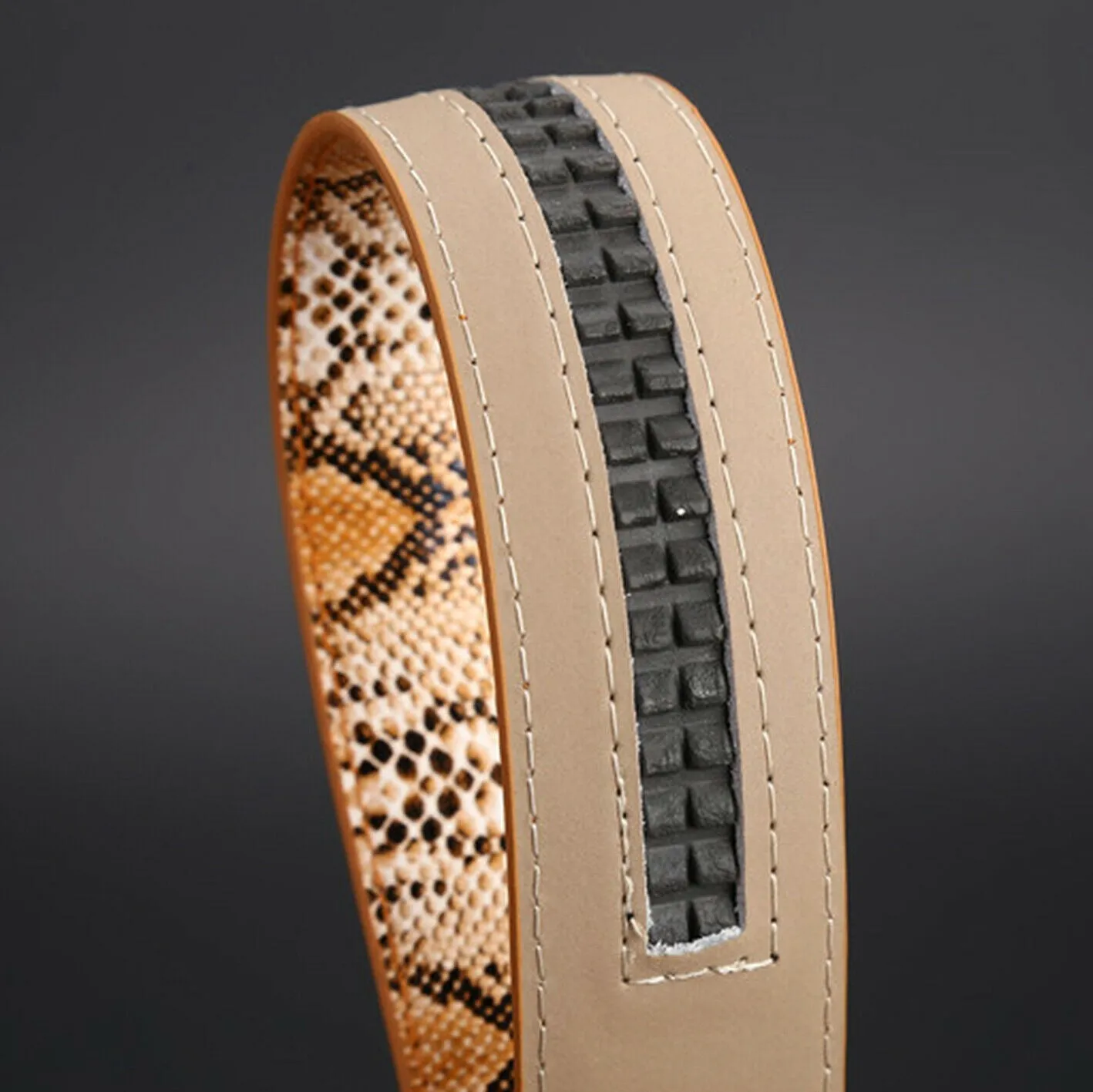 MROYALE™ Faux Snake Skin Embossed Leather Ratchet Belt | Men's Snake Automatic Buckle
