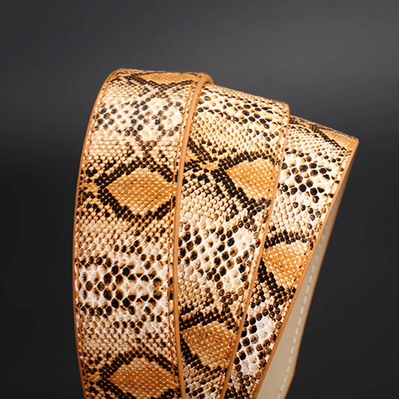 MROYALE™ Faux Snake Skin Embossed Leather Ratchet Belt | Men's Snake Automatic Buckle