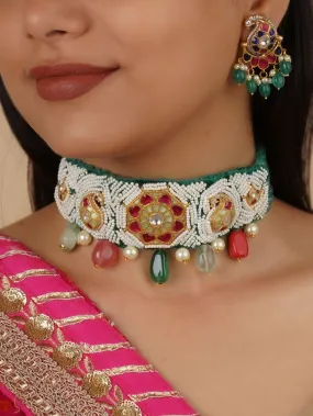 Multicolor Gold Plated Mishr Necklace Set - MR-S508MA