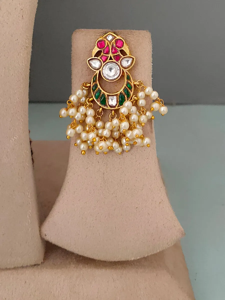 Multicolor Gold Plated Temple Necklace Set - TMPSET126M