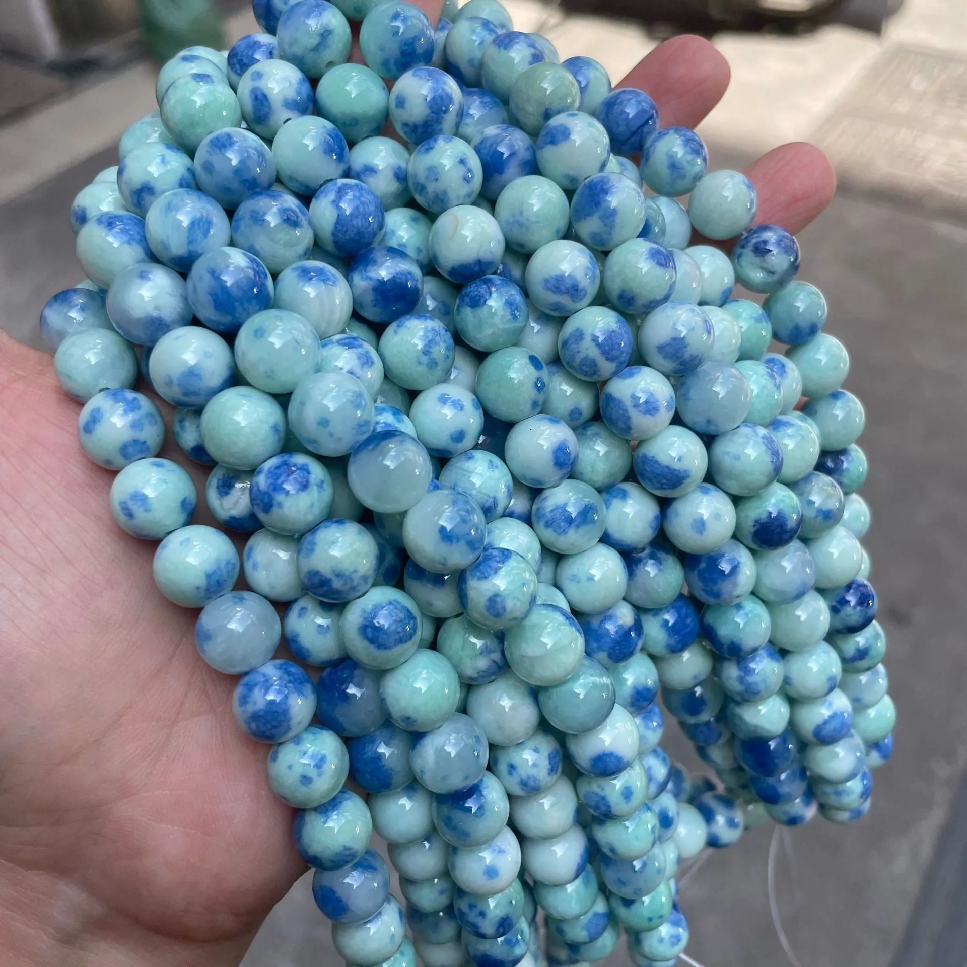 Natural Beige Topaz Beads DIY Round Bead Bracelet