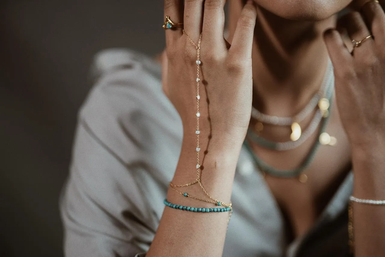Nebula Turquoise Chain Bracelet in Silver Tone