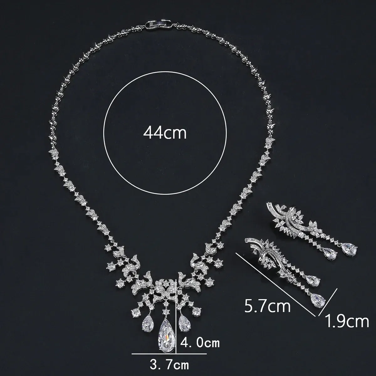 New Design Cubic Zirconia Droplet Tassel Necklace For Women Wedding Luxury Dubai Bridal White Zirconia Jewelry Set CN11207