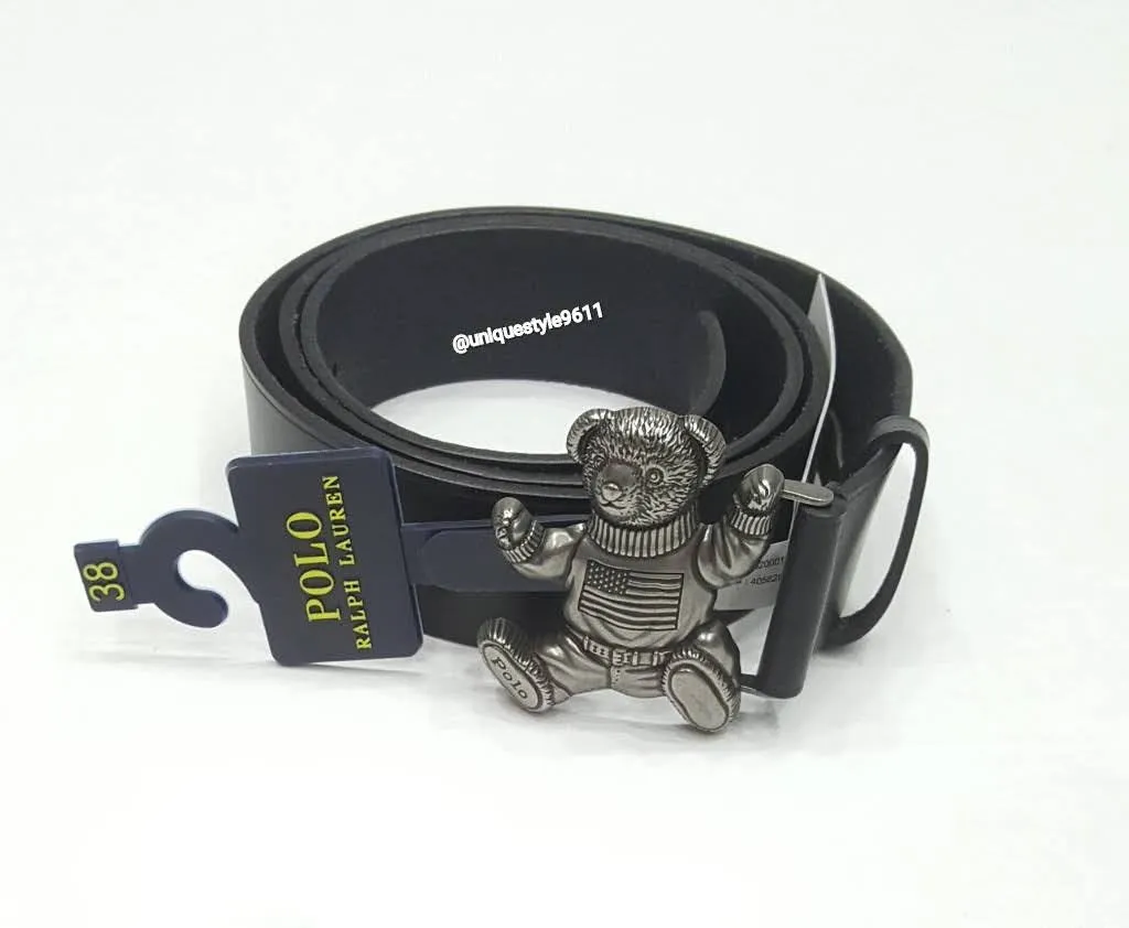 Nwt Polo Ralph Lauren Black Teddy Bear Belt