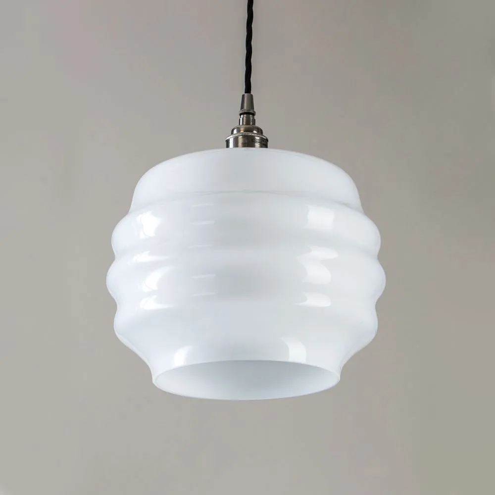 Old School Electric Deco Opal Glass Pendant