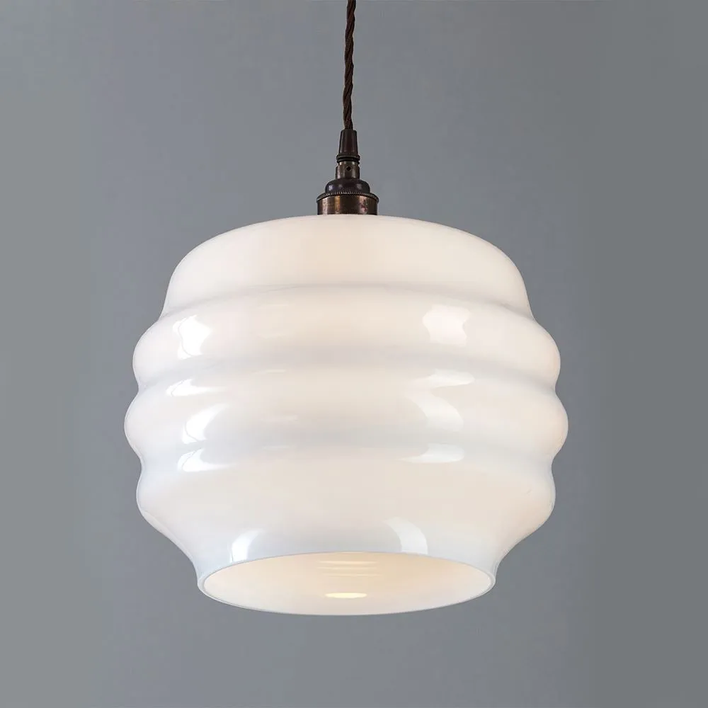 Old School Electric Deco Opal Glass Pendant