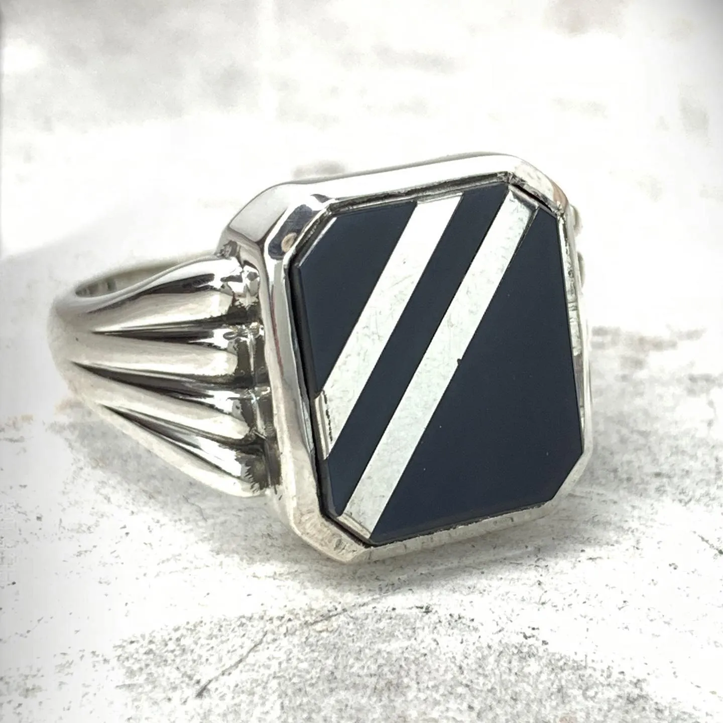 Onyx Silver Men's Signet Ring