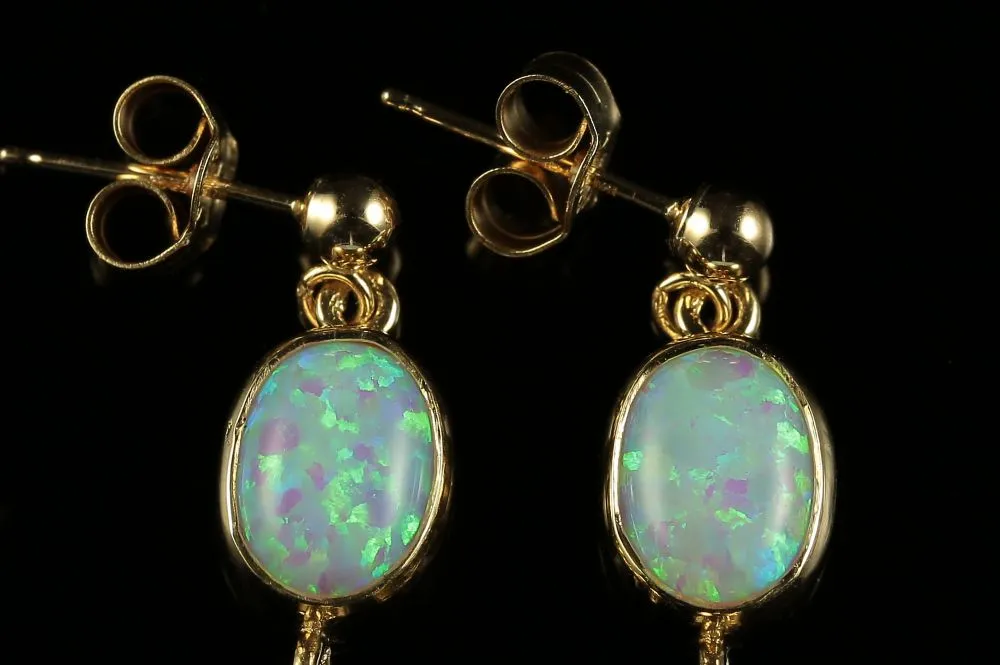 Opal Amethyst Gold Earrings