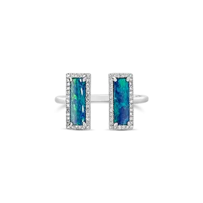 Opal & Diamond Open Ring
