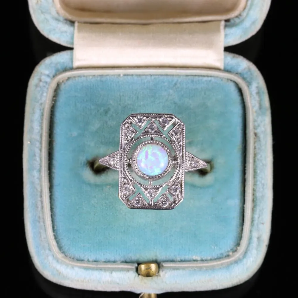 Opal Paste Stone Ring 18Ct Gold On Silver