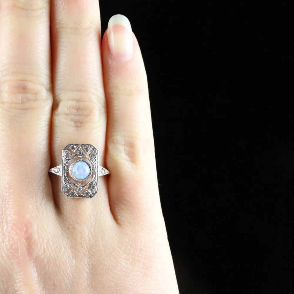 Opal Paste Stone Ring 18Ct Gold On Silver