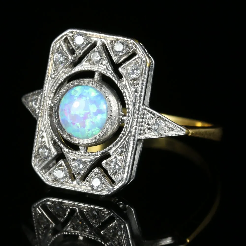 Opal Paste Stone Ring 18Ct Gold On Silver