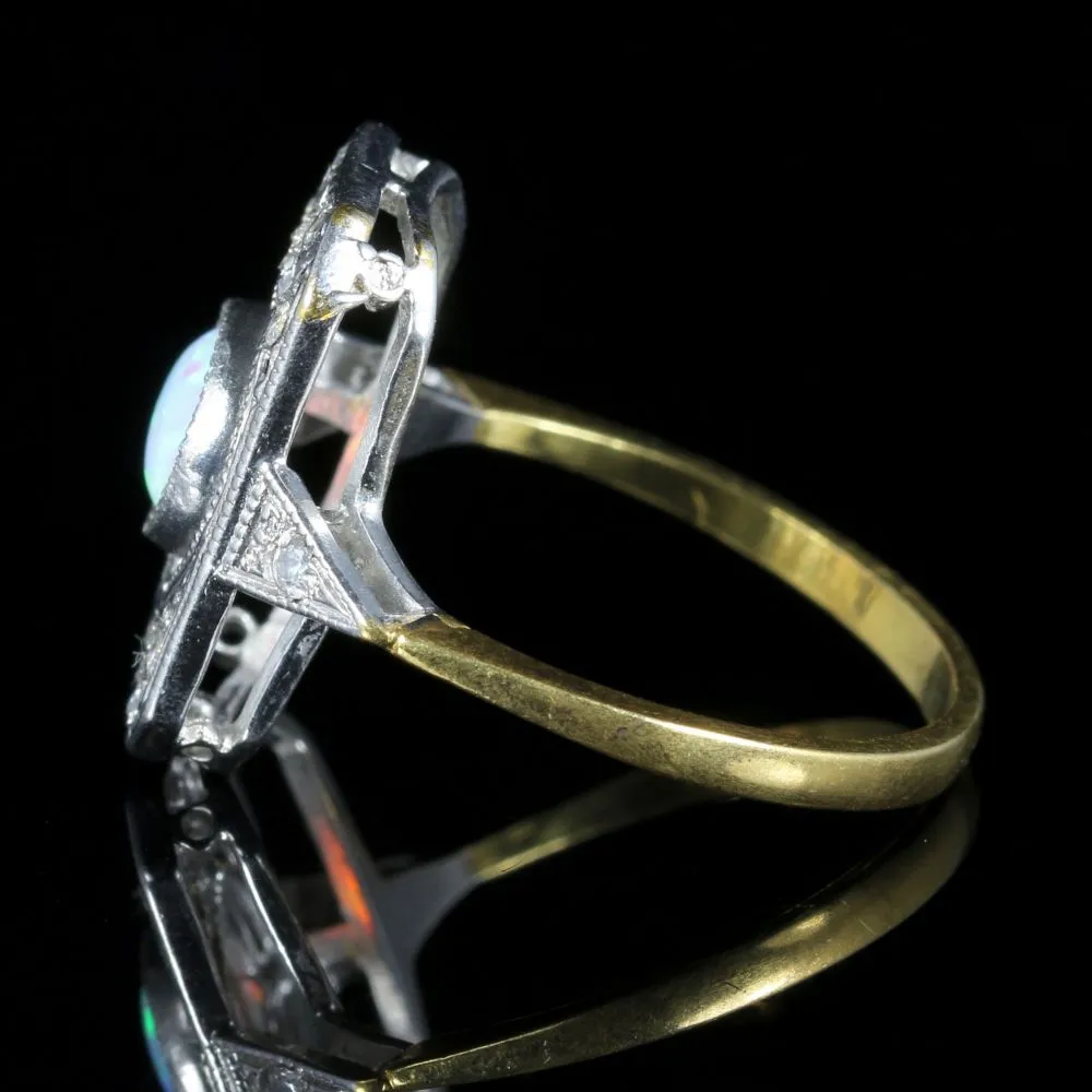 Opal Paste Stone Ring 18Ct Gold On Silver