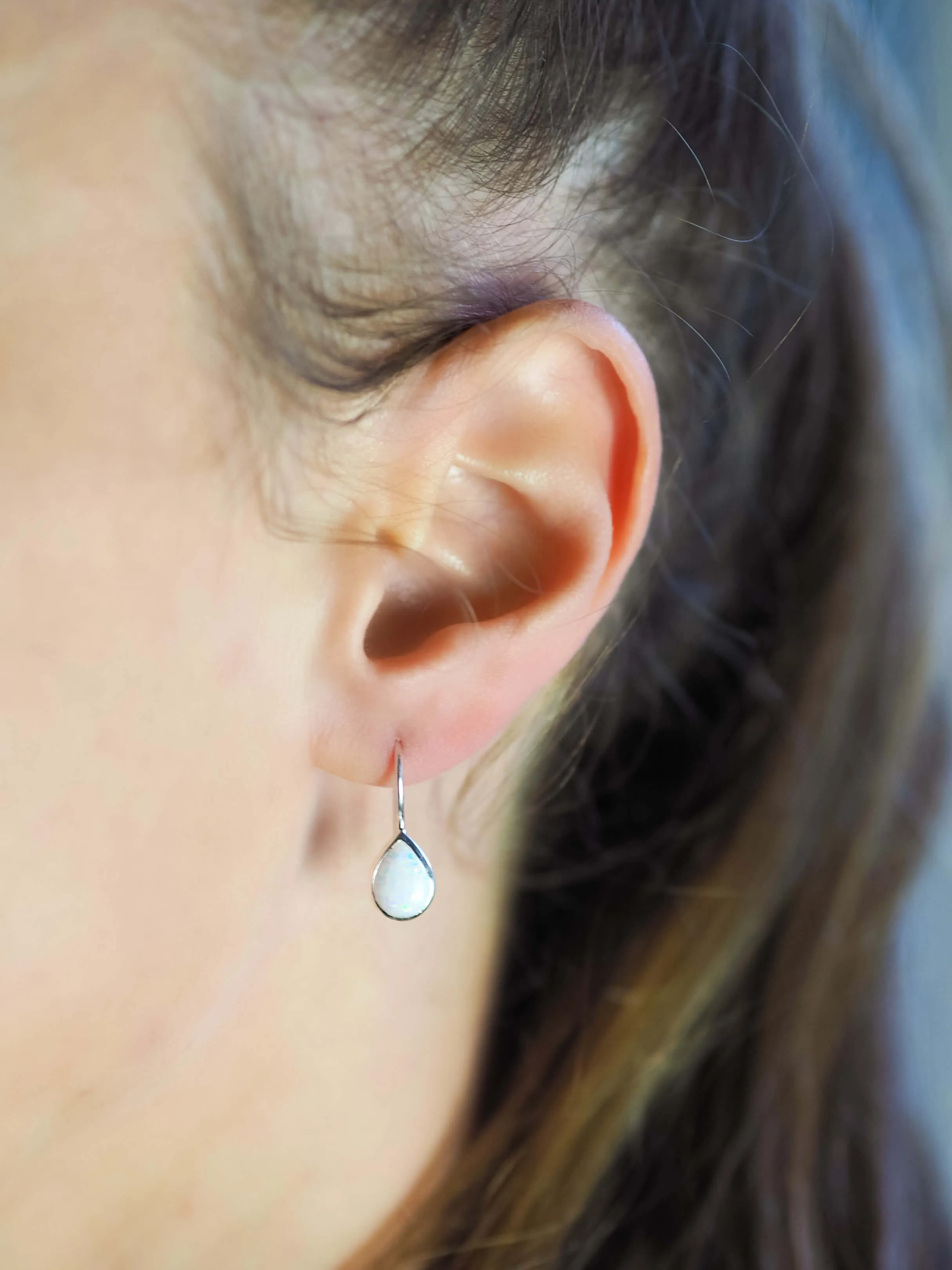 Opal Teardrop Drop Hook Earrings