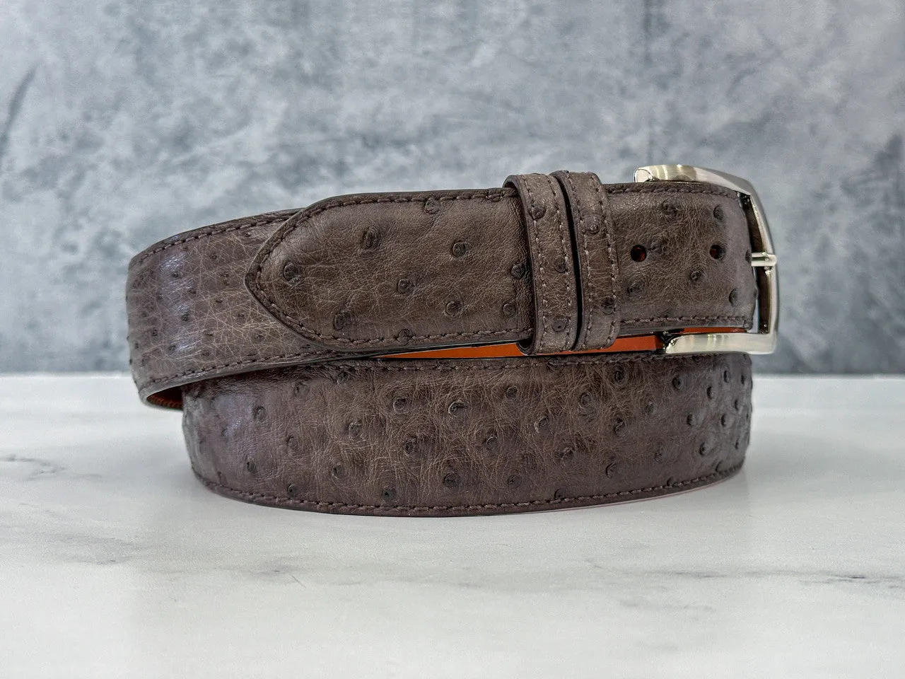 Ostrich Quill Belt: Dark Brown