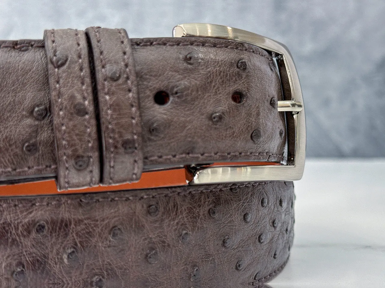 Ostrich Quill Belt: Dark Brown