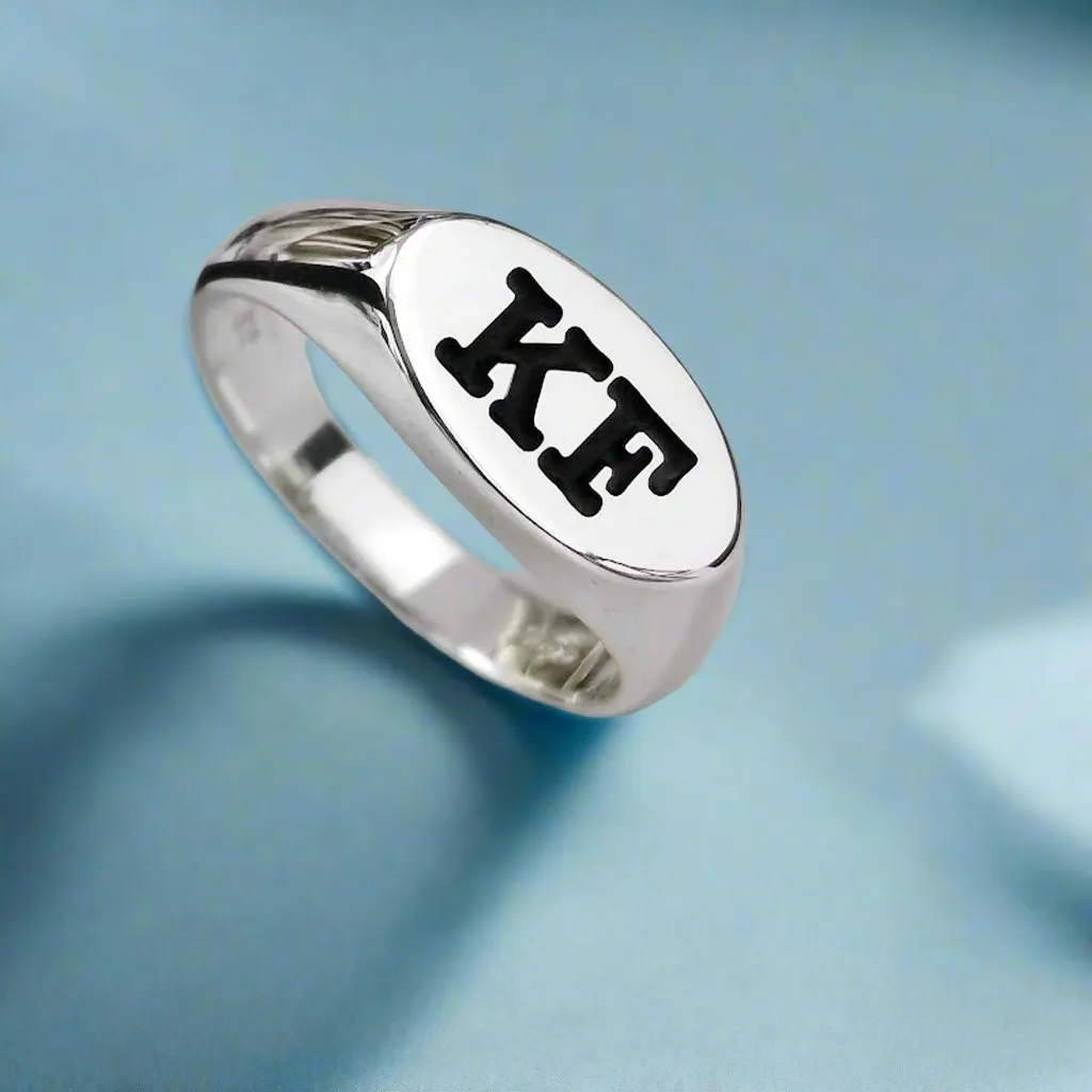 Oval Initial Silver Signet Ring