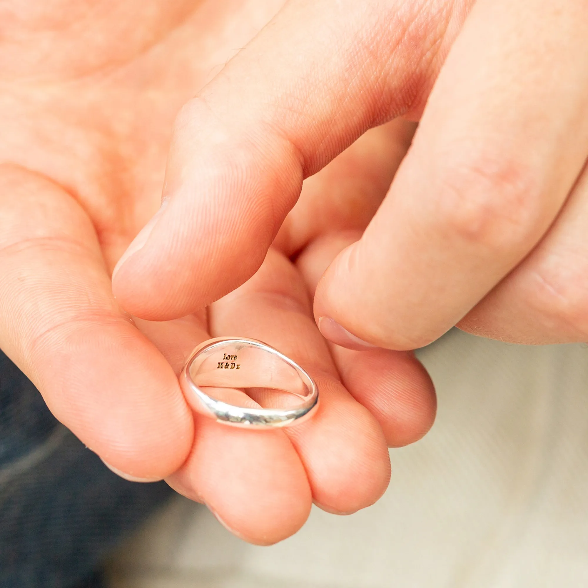 Oval Initial Silver Signet Ring