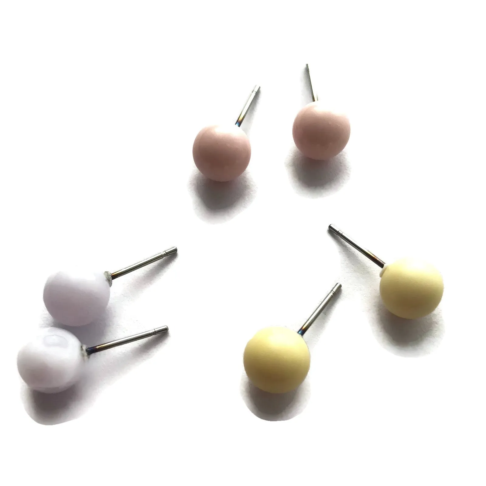 Pastel Tones Stud Earring Set | 8mm Vintage Lucite Triple Studs Set