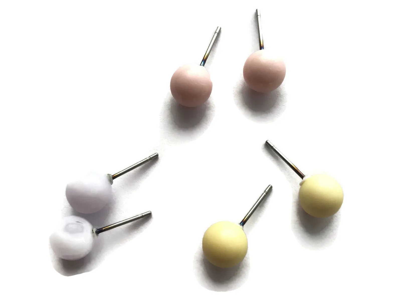 Pastel Tones Stud Earring Set | 8mm Vintage Lucite Triple Studs Set
