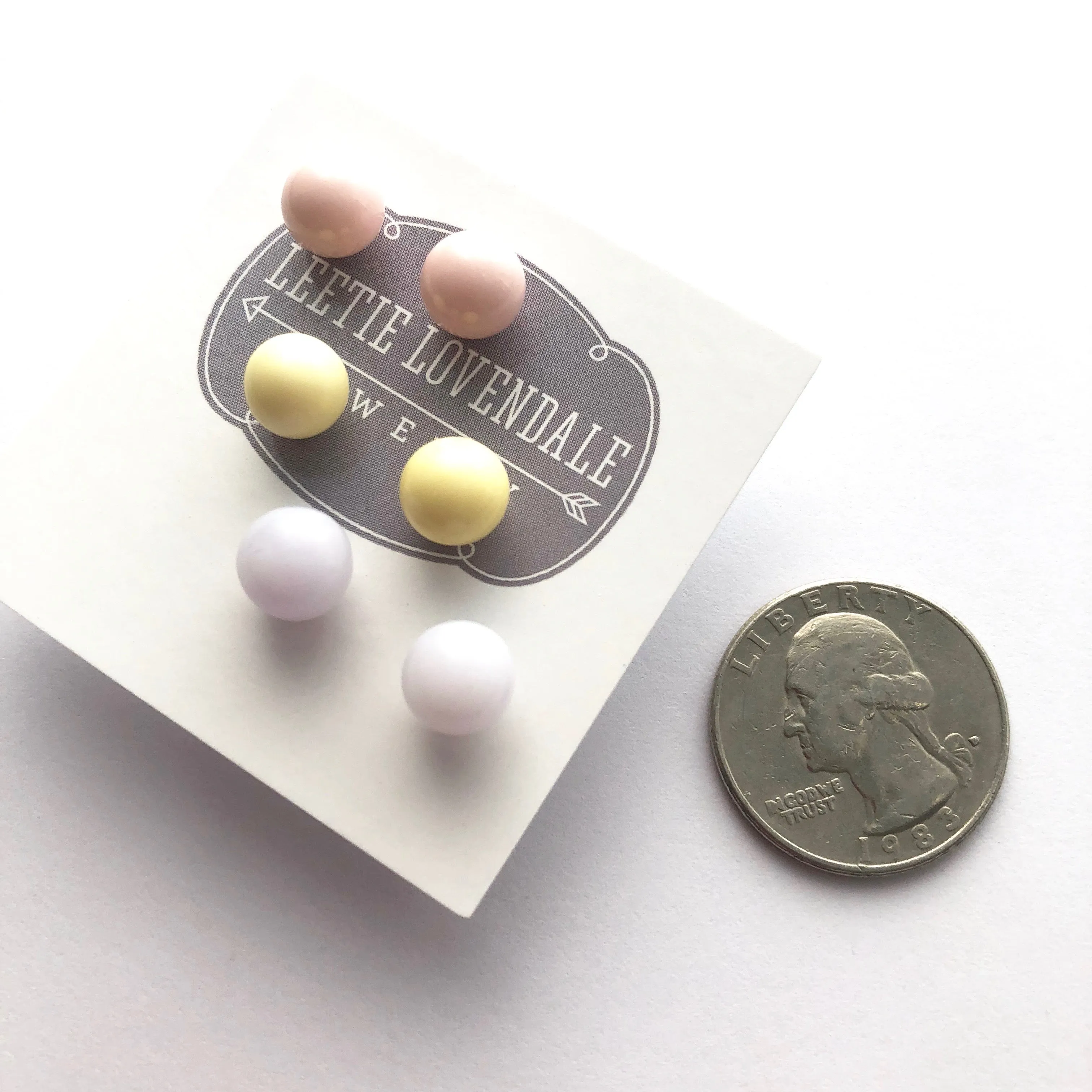 Pastel Tones Stud Earring Set | 8mm Vintage Lucite Triple Studs Set