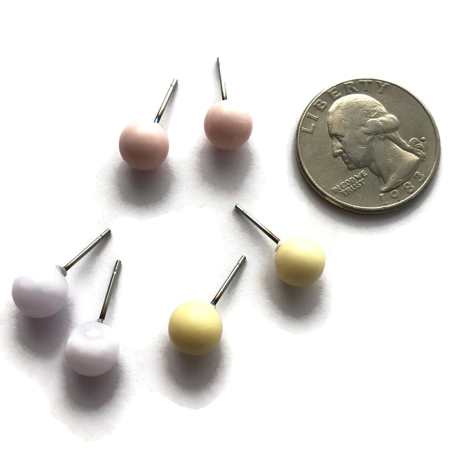 Pastel Tones Stud Earring Set | 8mm Vintage Lucite Triple Studs Set